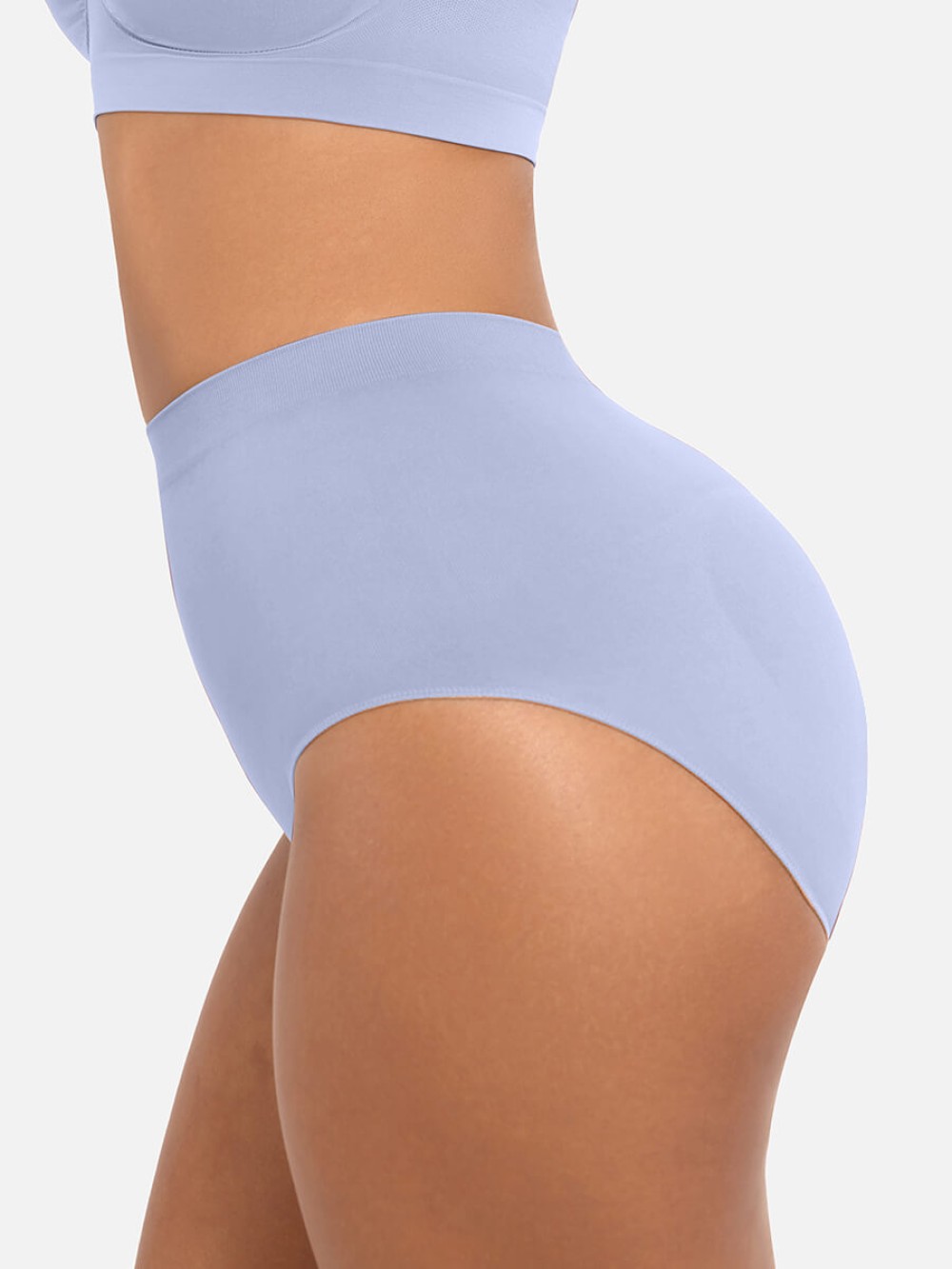 High-Waist Seamless Tummy Control Briefs with Antibacterial Peach Fabric