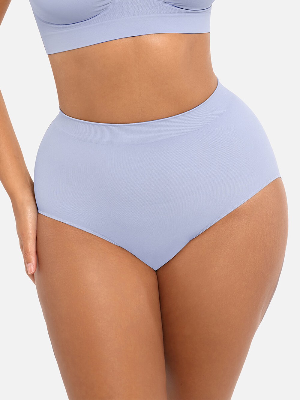 High-Waist Seamless Tummy Control Briefs with Antibacterial Peach Fabric