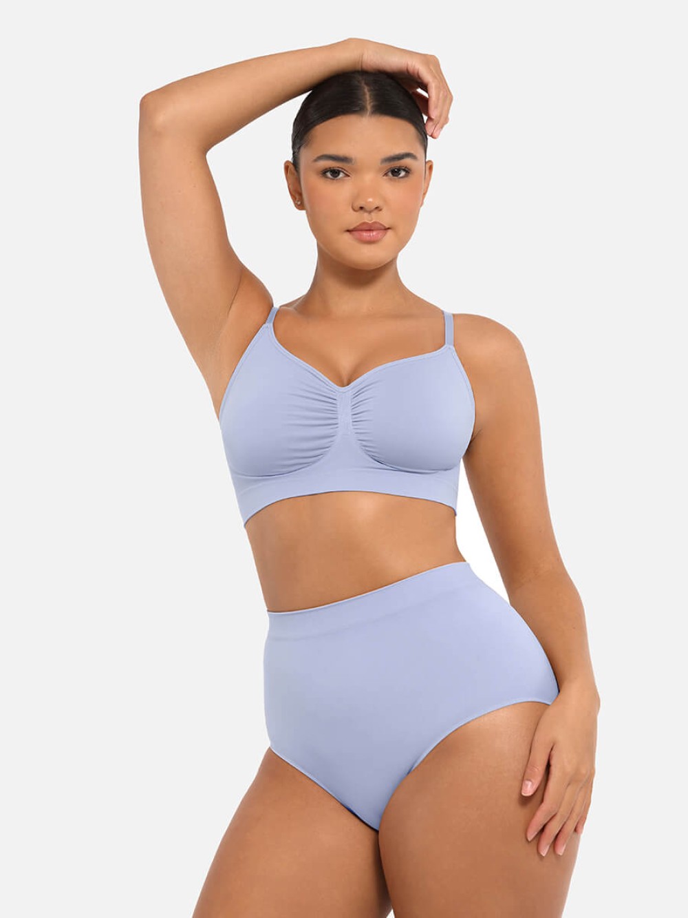 High-Waist Seamless Tummy Control Briefs with Antibacterial Peach Fabric
