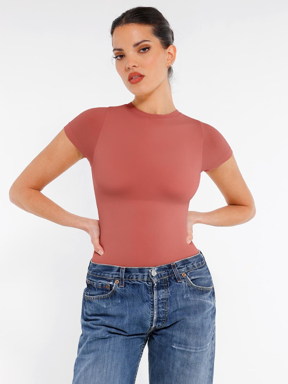 Fashion Seamless Short Sleeve Waist and abdomen Shaping Hip briefs Bodysuit
