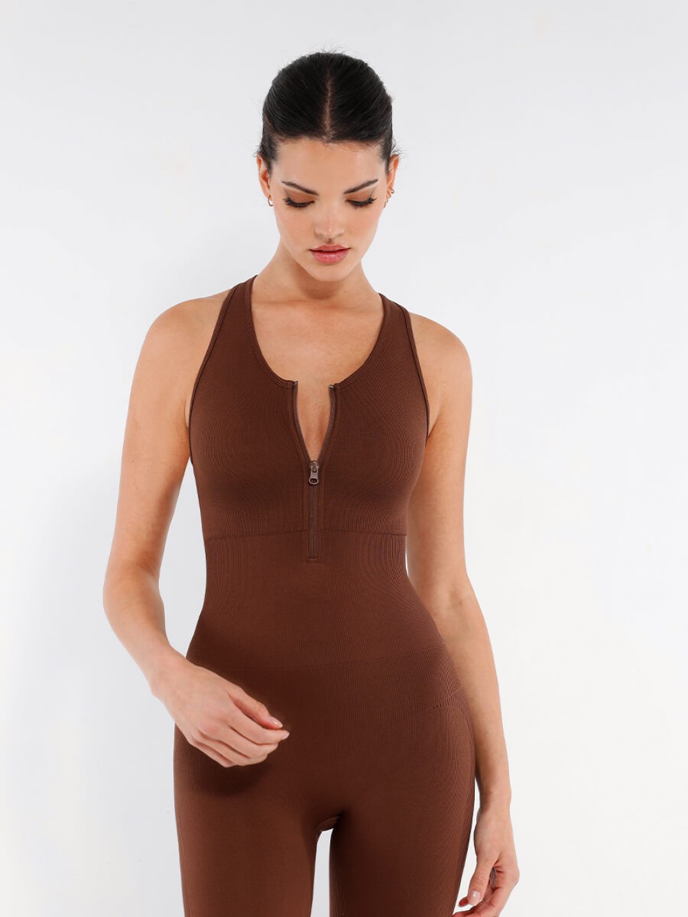 Seamless Zip Front Racerback 2-in-1 Sport Shaping Jumpsuit
