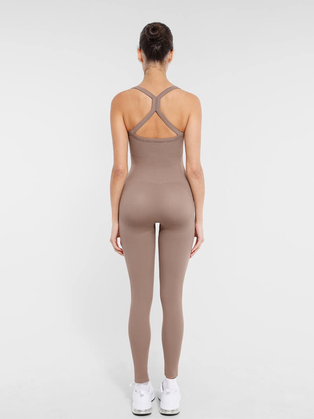 Wholesale Seamless Sports Shaping 2 in 1 Waist and Tummy Control Bra-free Jumpsuit