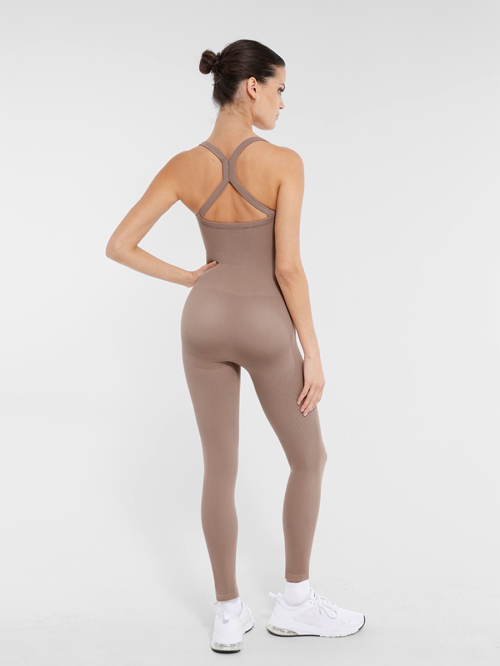 Wholesale Seamless Sports Shaping 2 in 1 Waist and Tummy Control Bra-free Jumpsuit