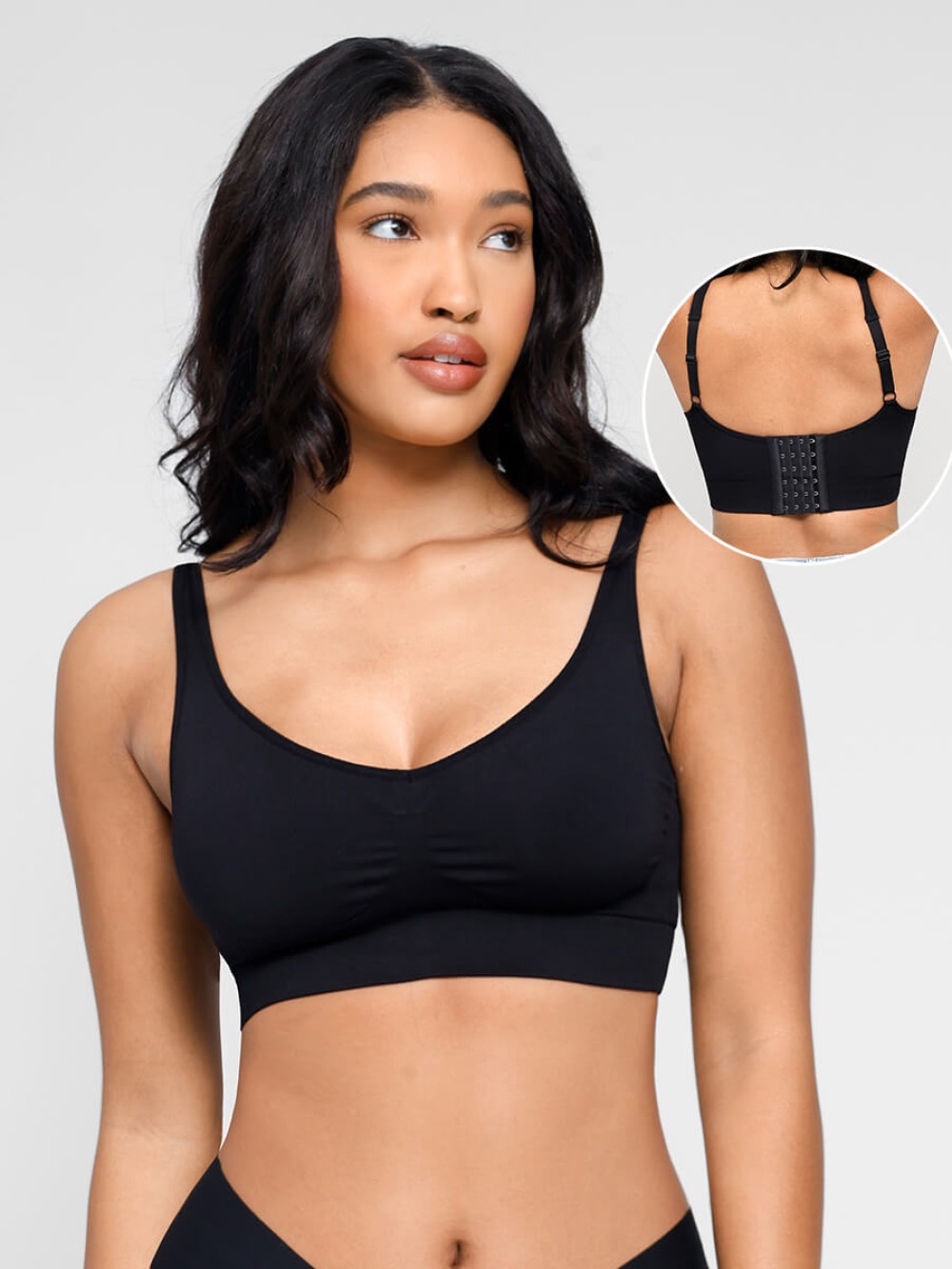 Seamless Breast Support Back Fat Reduction Inner Bra With Removable Cups