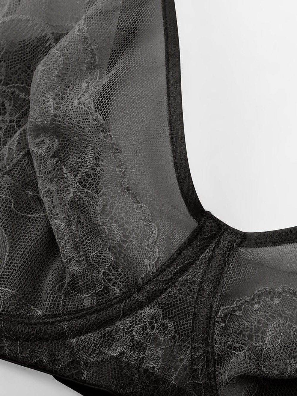 Minimizing Bra Full Coverage Unlined Lace Mesh Side Support Underwire Smooth Back