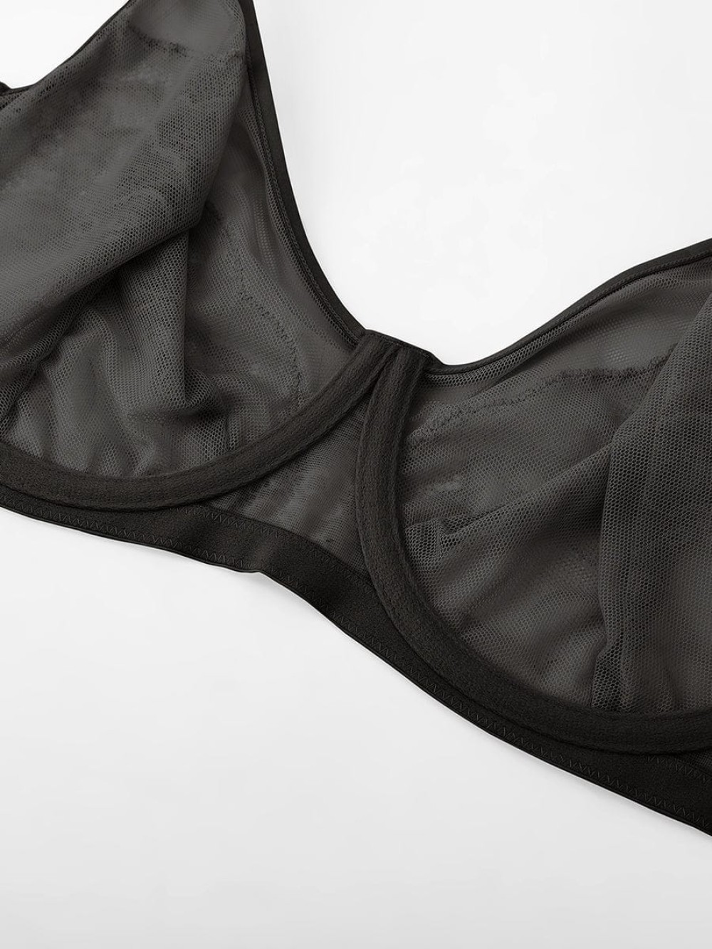 Minimizing Bra Full Coverage Unlined Lace Mesh Side Support Underwire Smooth Back