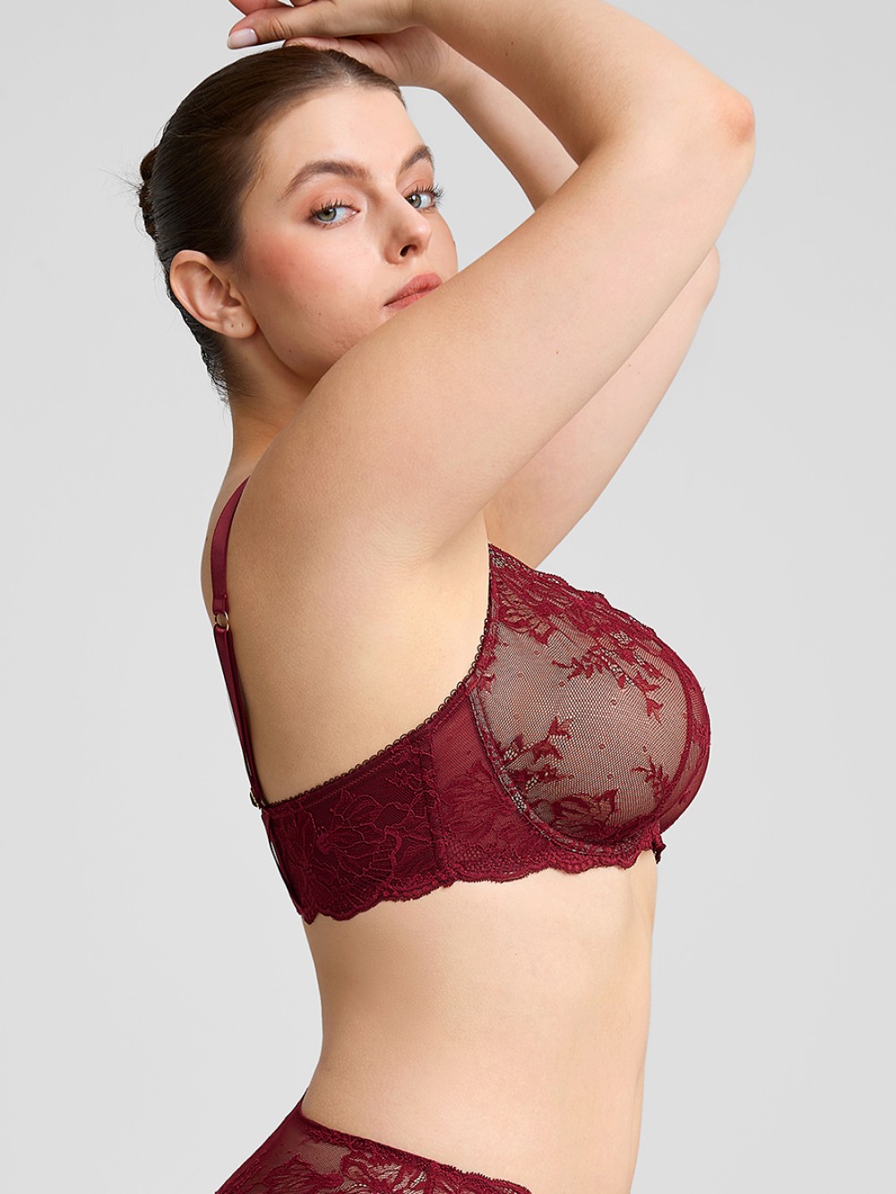 Sexy Unlined Underwire Sheer Floral Mesh Bra