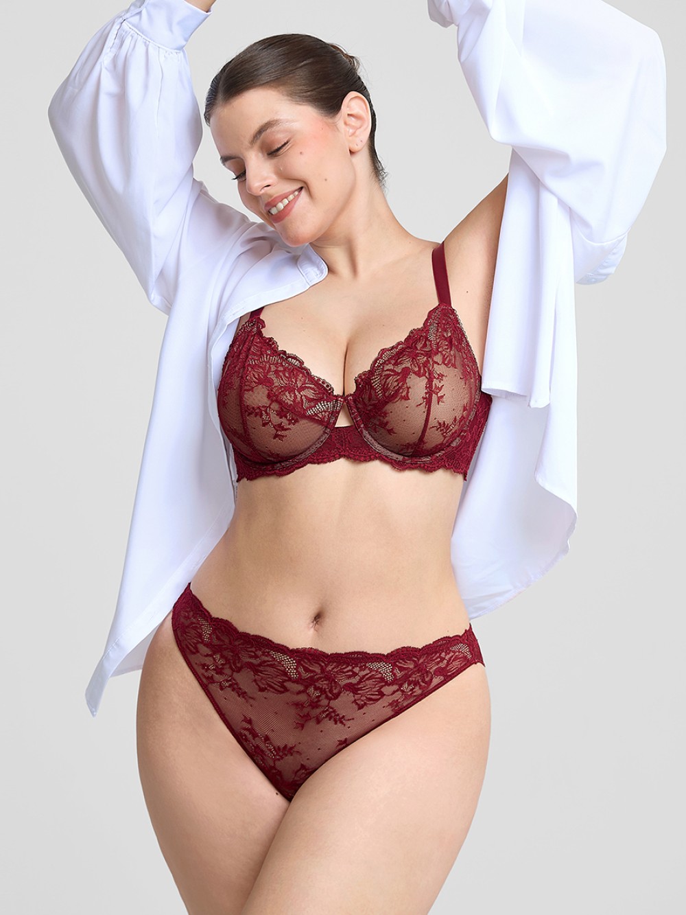 Sexy Unlined Underwire Sheer Floral Mesh Bra
