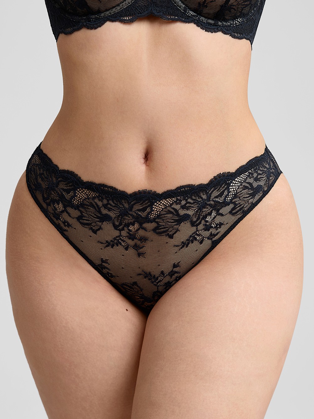 Low-Rise Lace Panties with Antibacterial Cotton Crotch