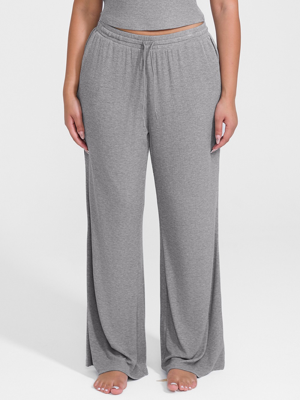 Rayon Ribbed Wide Leg Lounge Pants