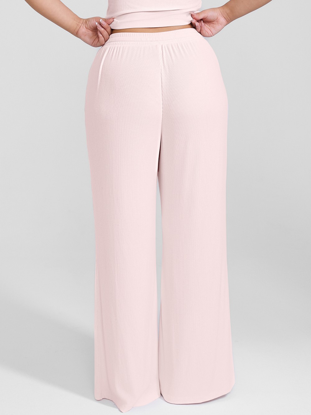 Rayon Ribbed Wide Leg Lounge Pants for Women