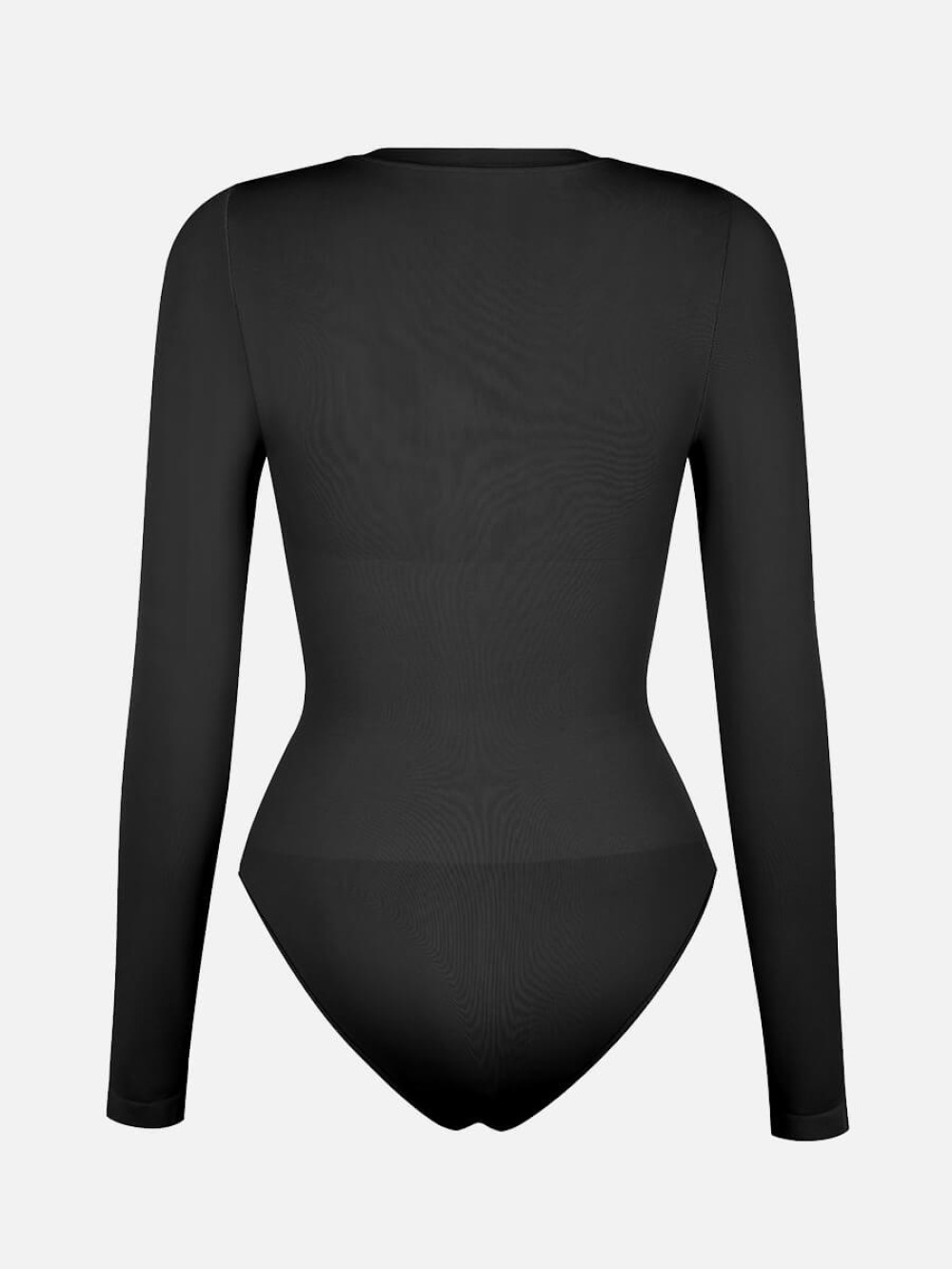Seamless Crew Neck Long Sleeve Tummy Control Snap Crotch Briefs Bodysuit