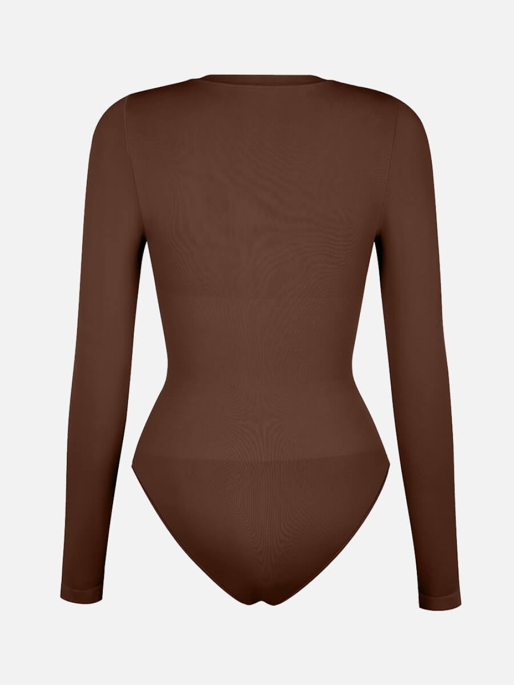 Seamless Long Sleeve Tummy Control Snap Crotch Briefs Bodysuit