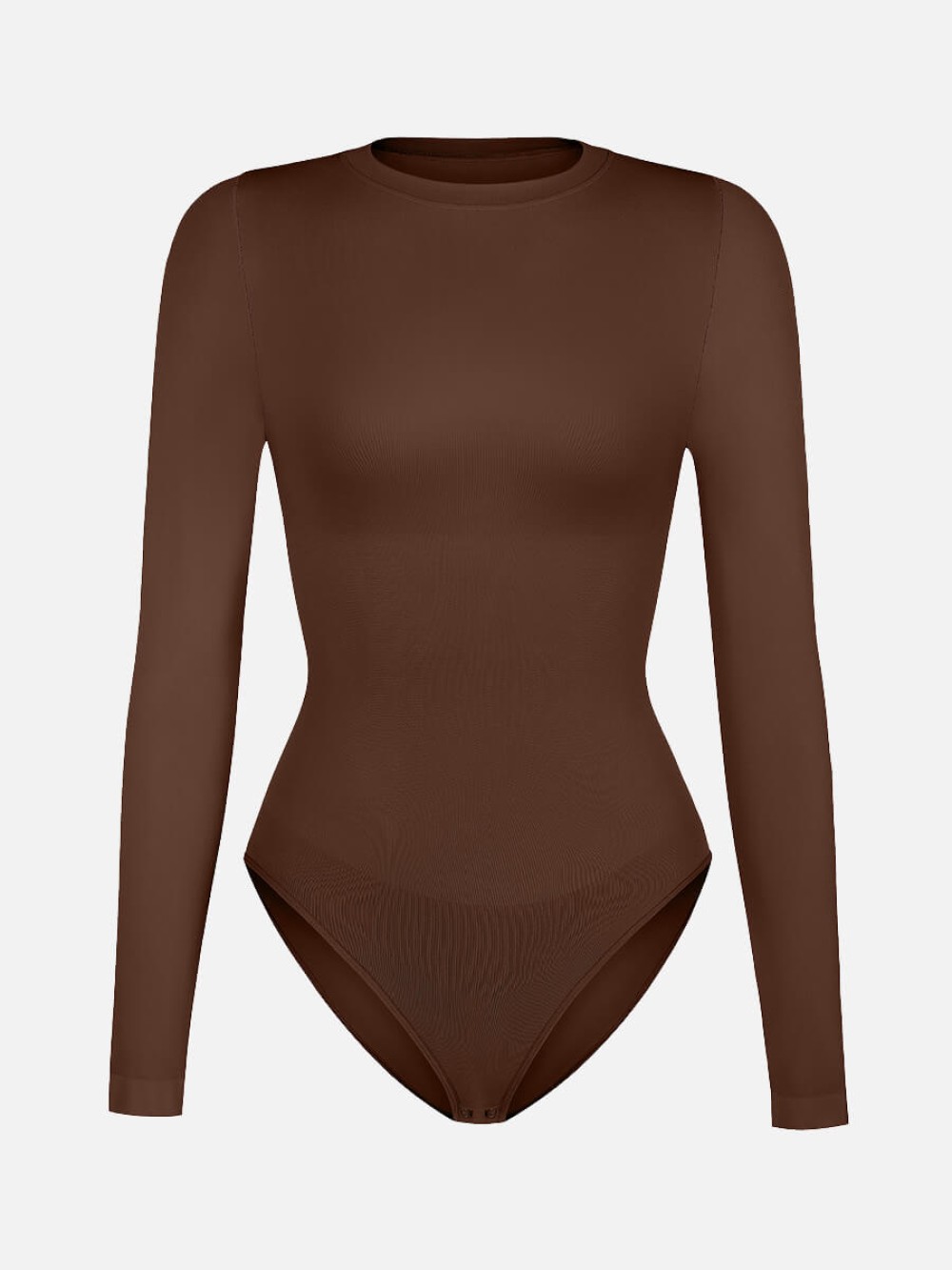 Seamless Long Sleeve Tummy Control Snap Crotch Briefs Bodysuit