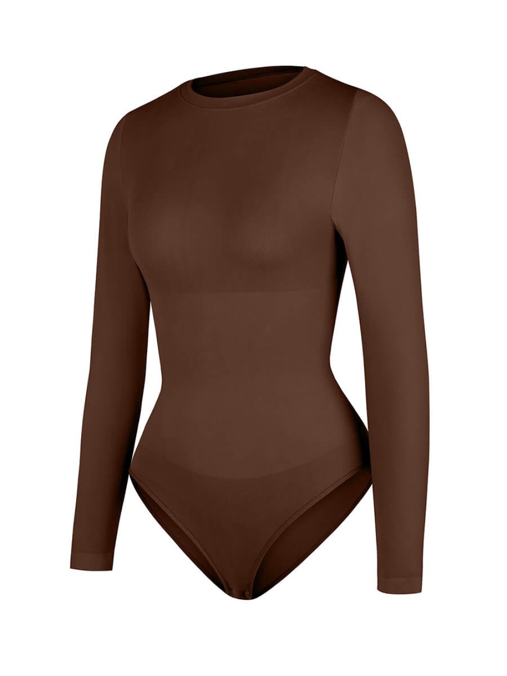 Seamless Long Sleeve Tummy Control Snap Crotch Briefs Bodysuit