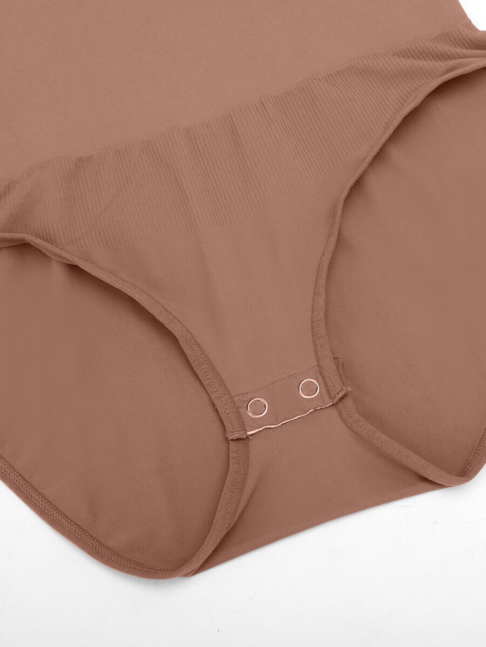 Long Sleeve Seamless Crew Neck Tummy Control Snap Crotch Briefs Bodysuit