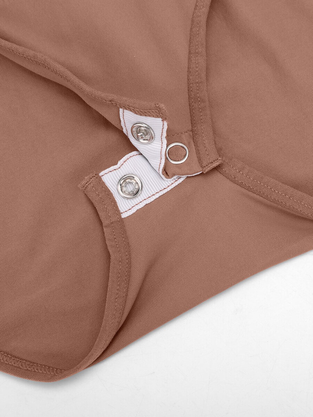 Long Sleeve Seamless Crew Neck Tummy Control Snap Crotch Briefs Bodysuit