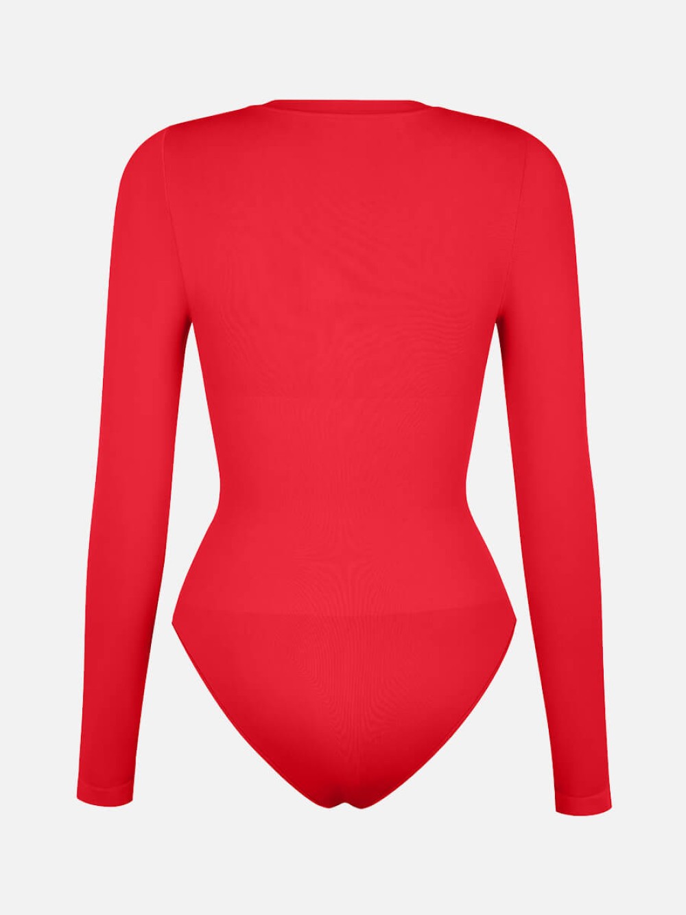 Seamless Long Sleeve Crew Neck Tummy Control Snap Crotch Briefs Bodysuit
