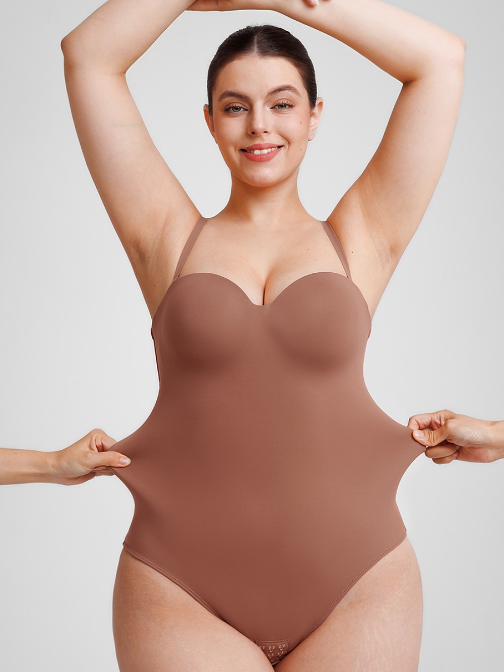 Seamless Underwire Half Cup Shapewear Bodysuit with Removable Pads