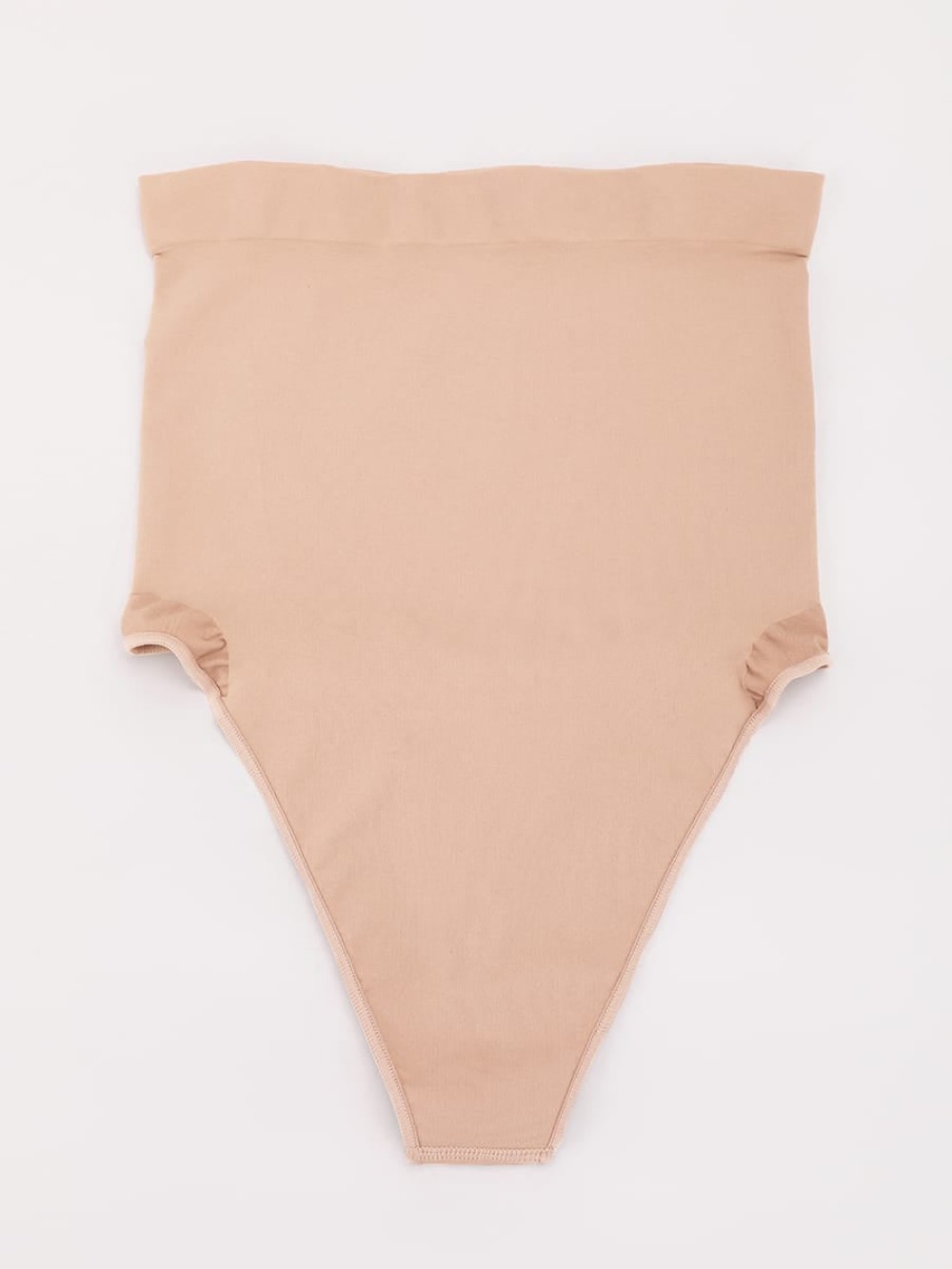 Seamless High Waist Tummy Control Thong Shapewear with Anti-Roll Silicone