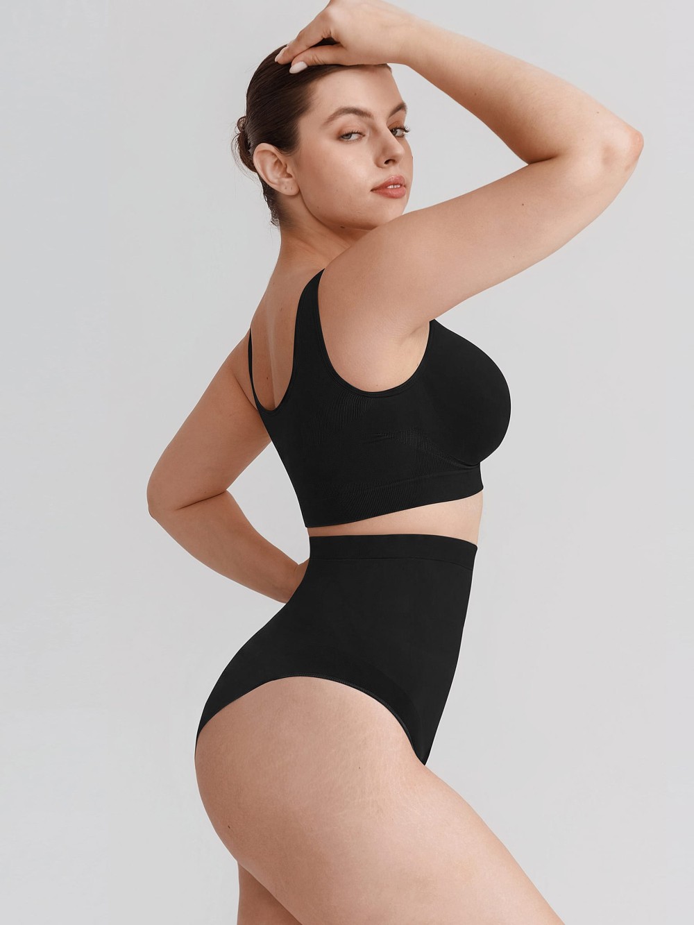 Seamless High Waist Tummy Control Briefs Anti Slip Silicone Shaping Panties