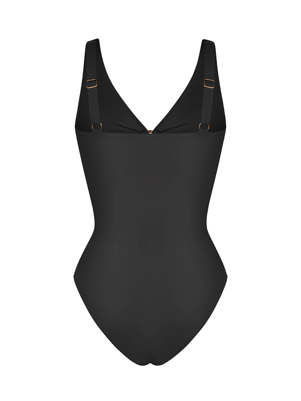 Wide Strap Deep V Metal Ring Bodysuit Swimsuit with Removable Pads