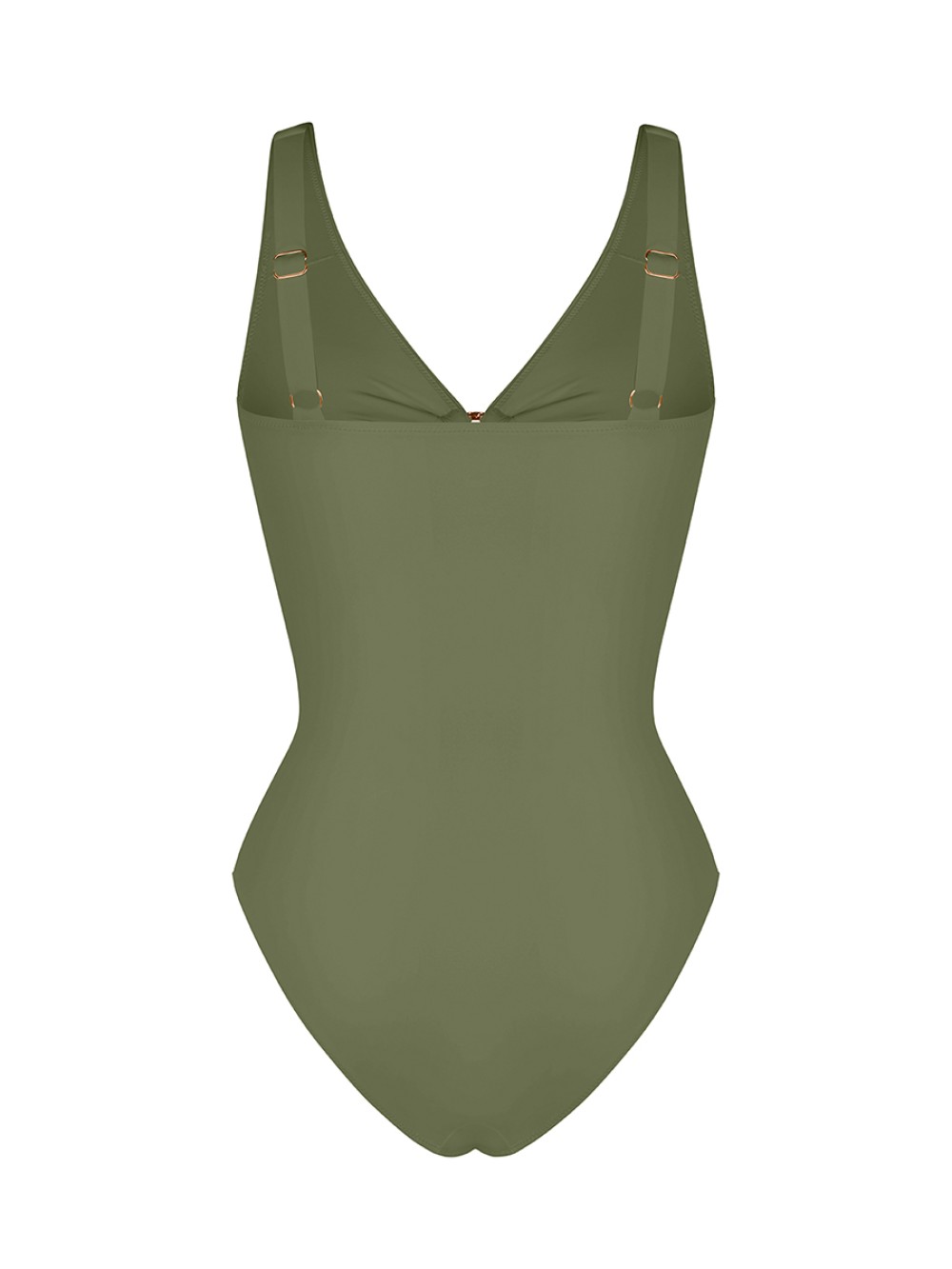 Wide Strap Ruched Bodysuit Swimsuit Tummy Control Mesh Deep V Neck