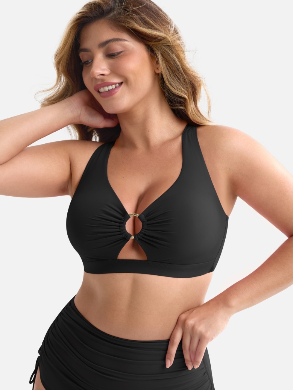 Sexy Keyhole Swimsuit Deep V Bikini Sets Body Shaper Control Panties