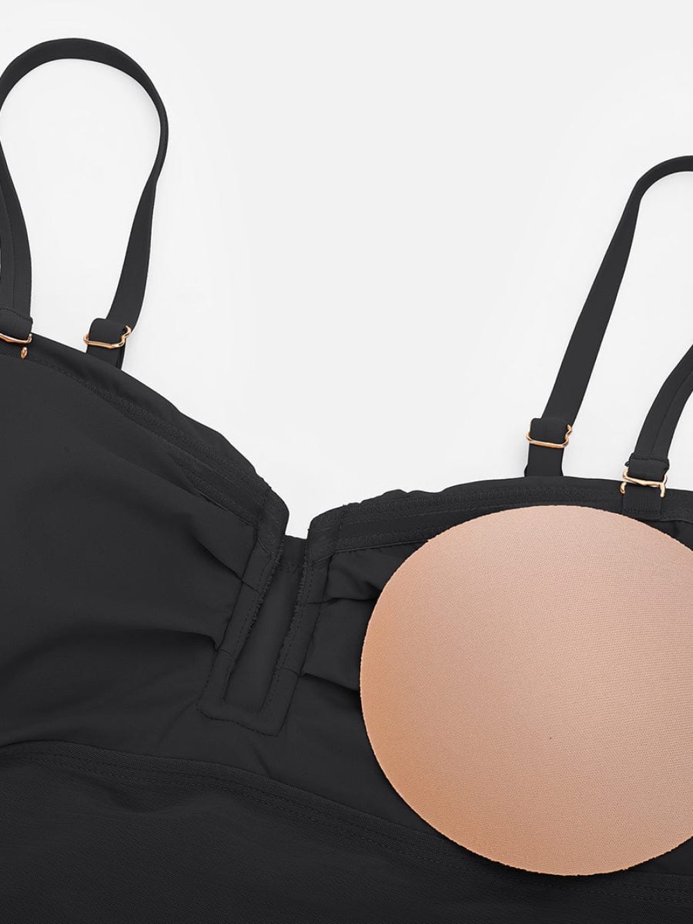 Strapless U-shaped Underwire Tummy Control One Piece Shapewear Swimsuit with Removable Pads