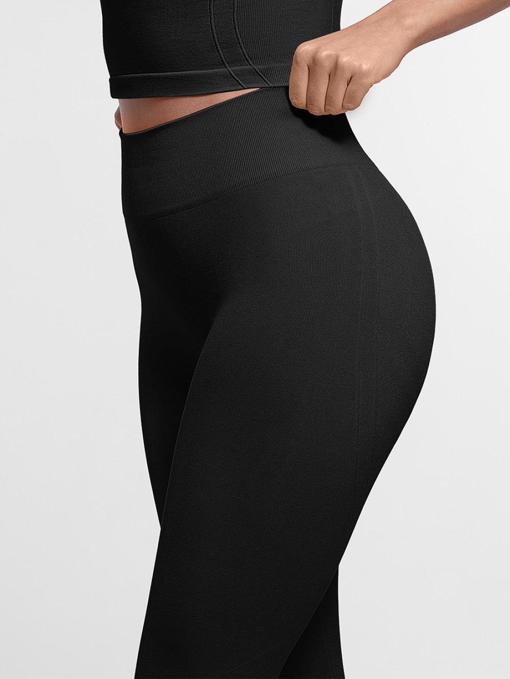 Fashion Seamless Double-Layer Waistband Peach Buttocks Shaping Yoga Leggings