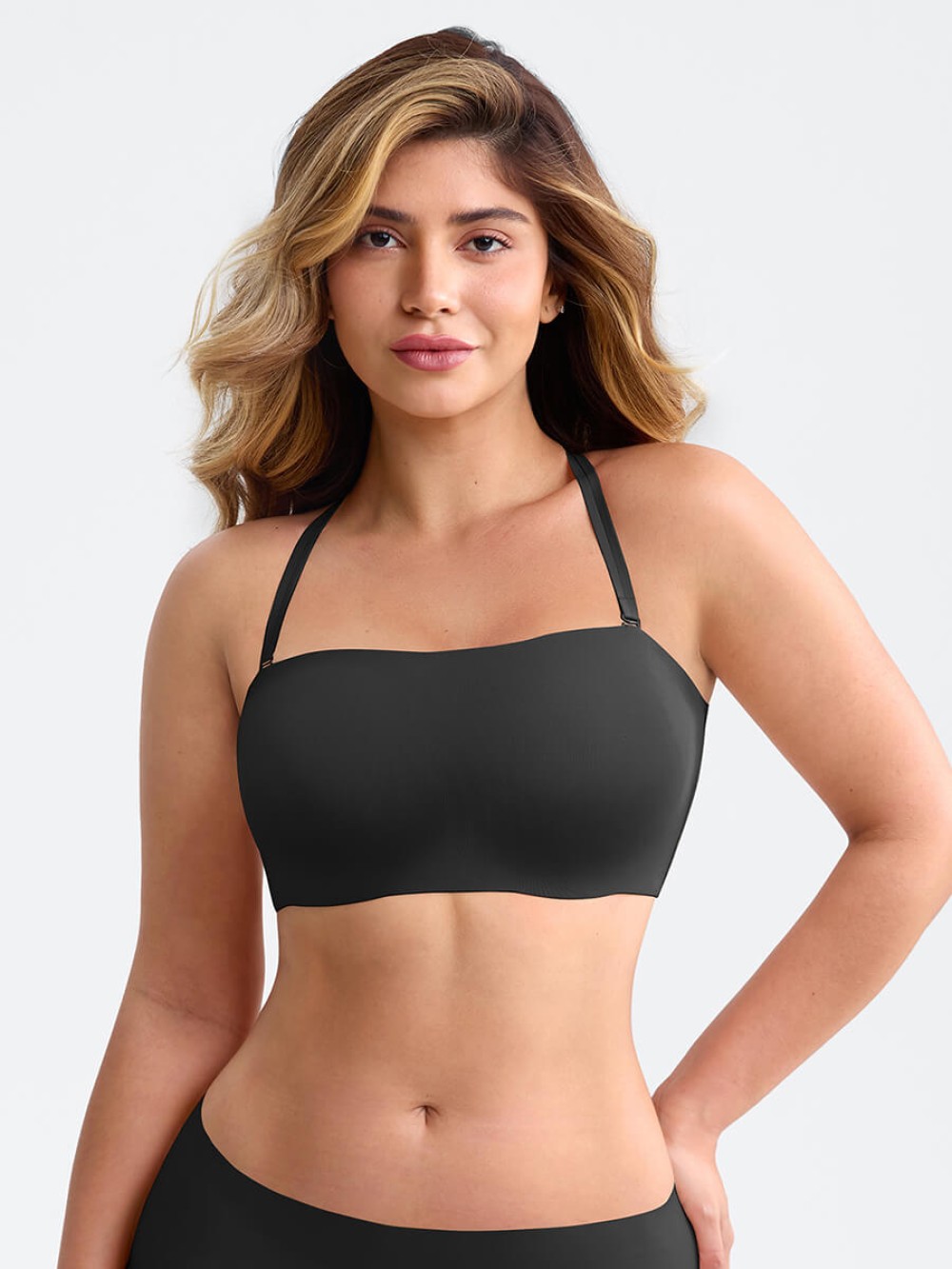 Anti Slip Bandeau Bra FeelSoft Fabric Fixed Molded Cups