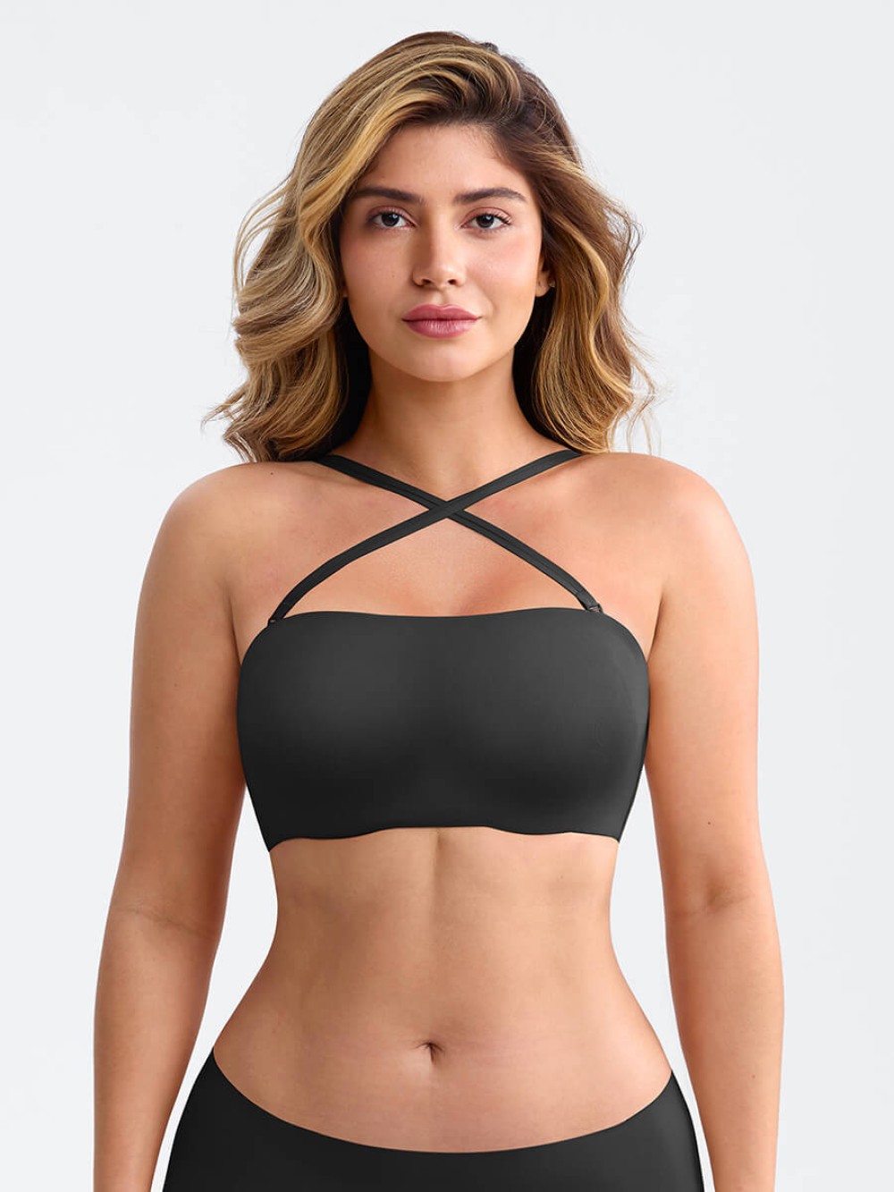 Anti Slip Bandeau Bra FeelSoft Fabric Fixed Molded Cups