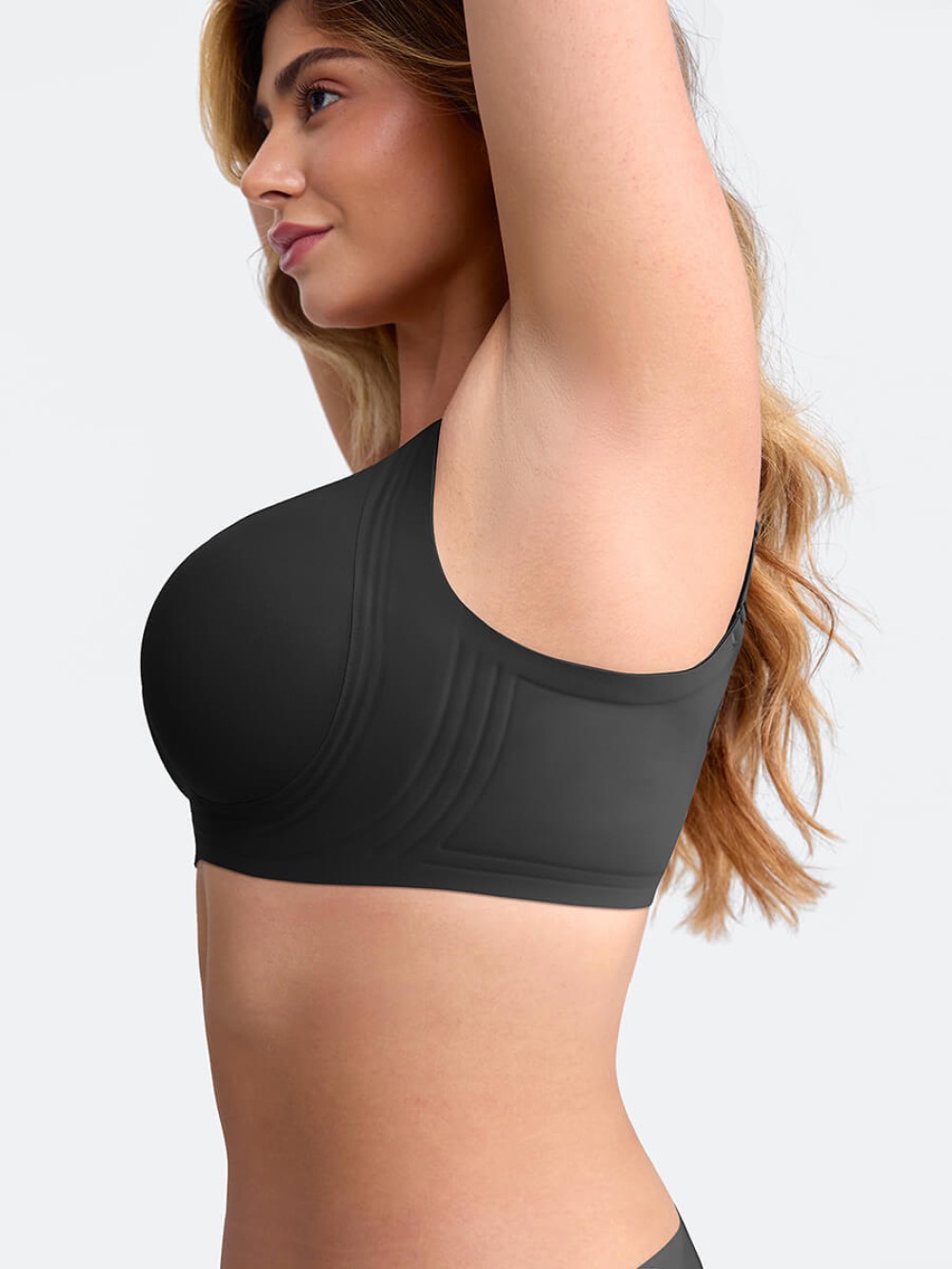 Seamless Wireless Plunge Bra Side Support Anti Roll Easy Care Cups