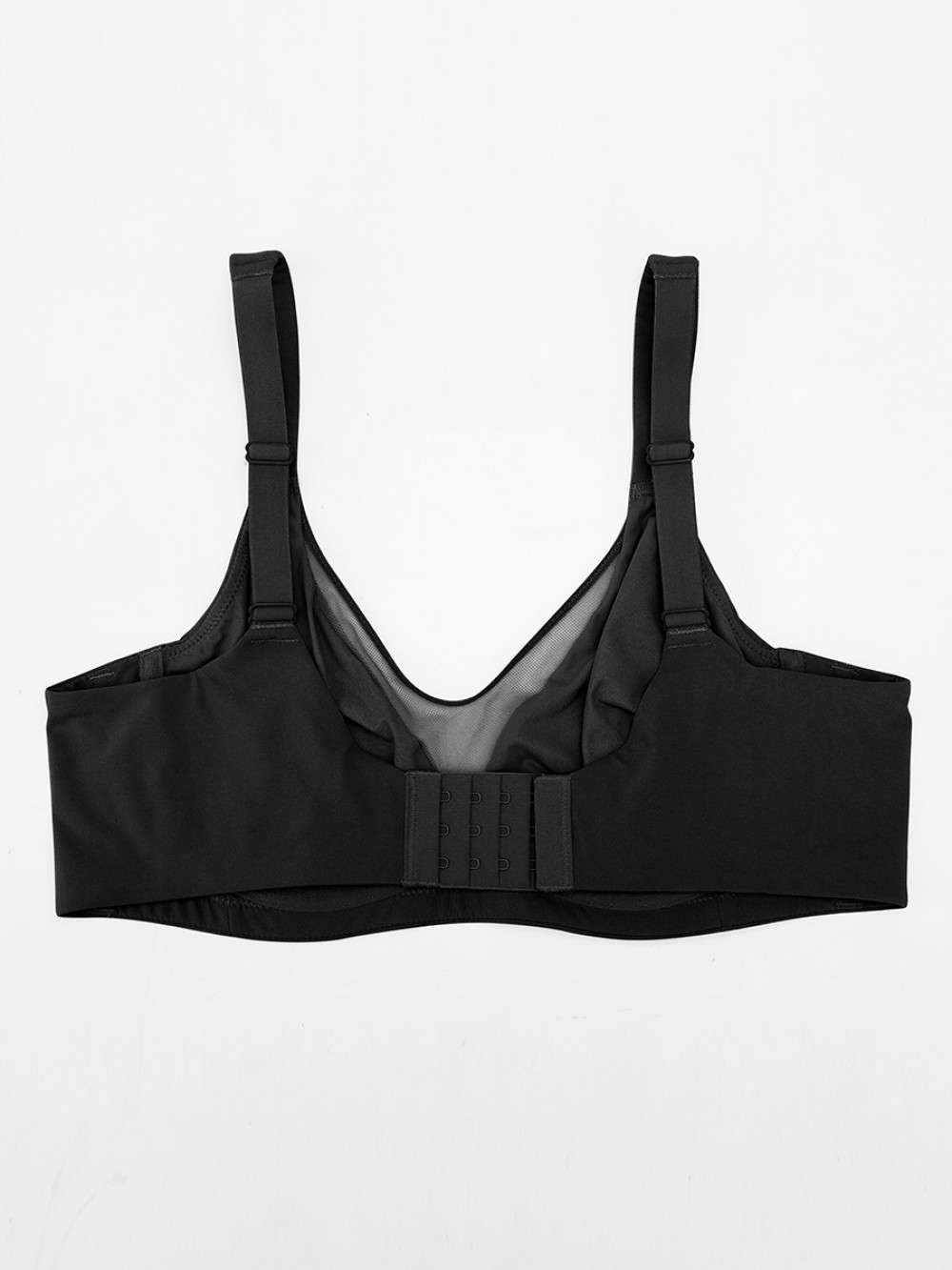 Full Coverage Minimizer Bra Unlined Sheer Mesh Plunge Wide Side Underwire