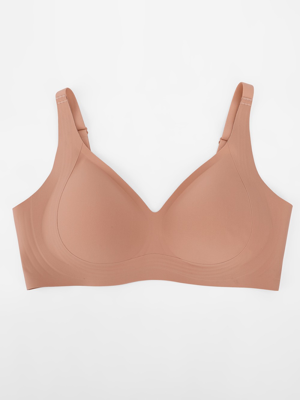 Adjustable Wide Strap Wireless Bra W Jelly Strip Half Fixed Cups