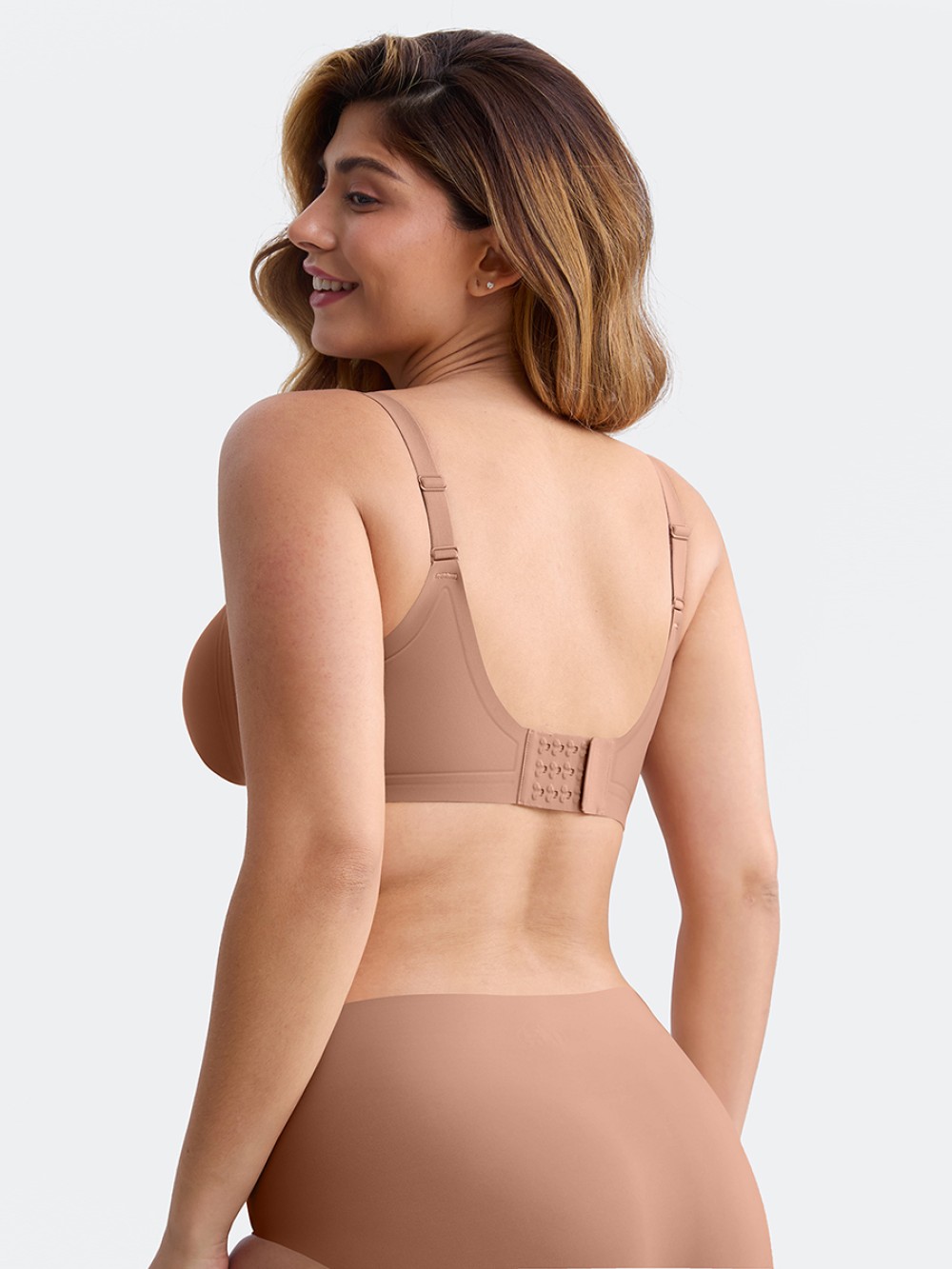 Adjustable Wide Strap Wireless Bra W Jelly Strip Half Fixed Cups