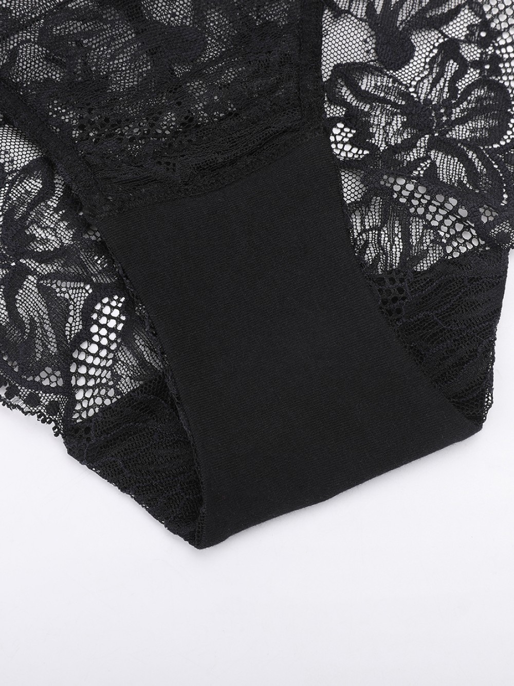 Low-Rise Lace Panties with Antibacterial Cotton Crotch