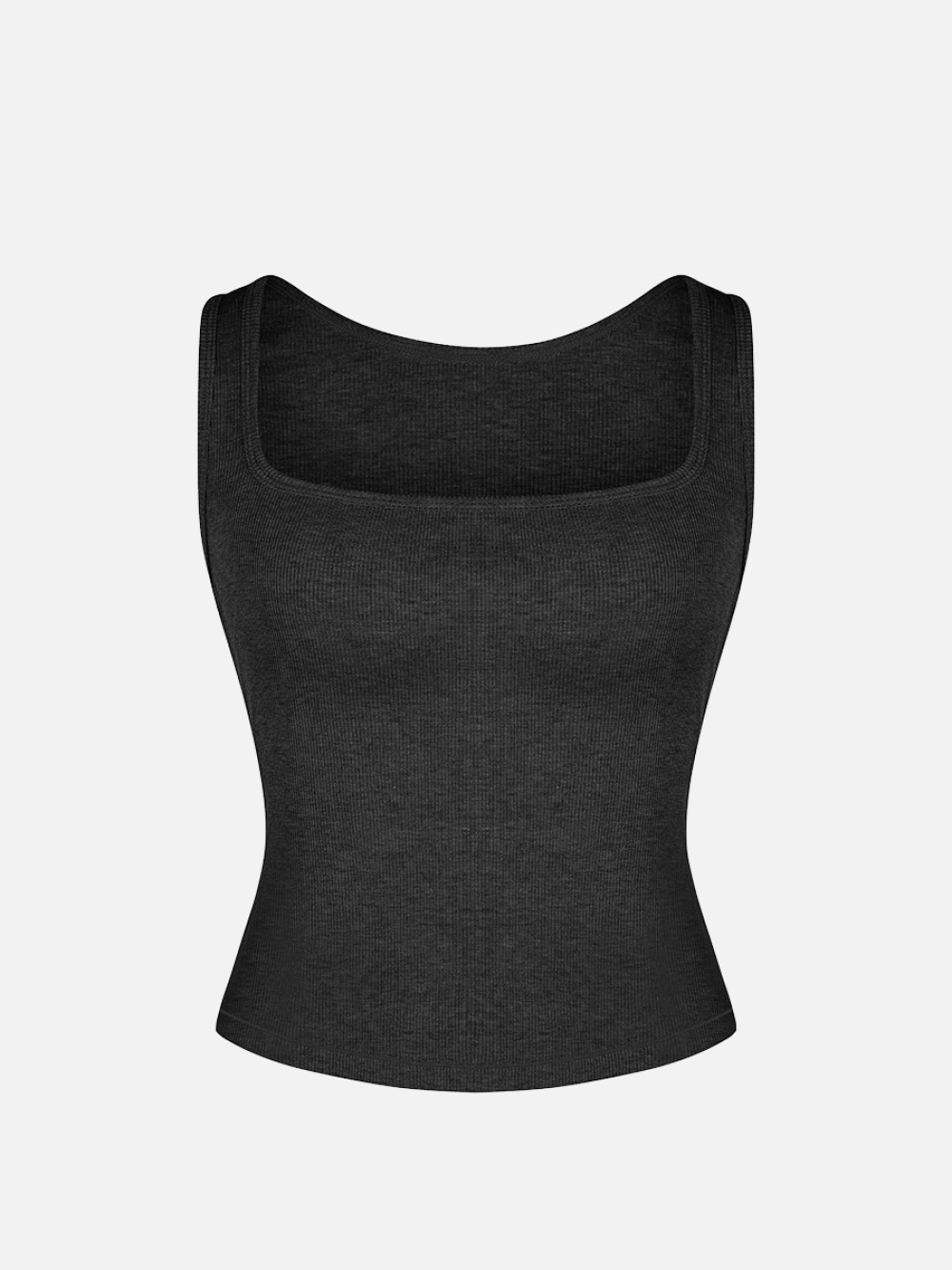 Rayon Ribbed Wide Strap Scoop Neck Tank Top Breathable