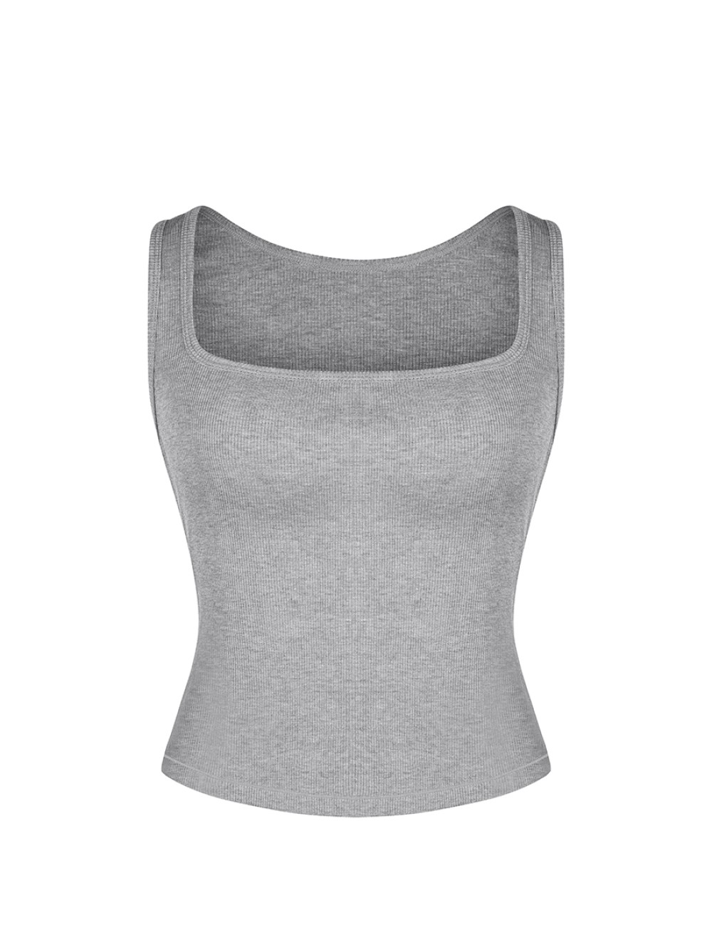 Women Rayon Ribbed Wide Strap Scoop Neck Tank Top Breathable