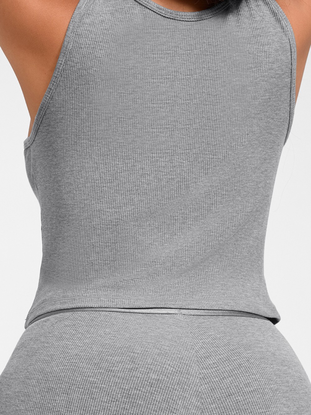 Women Rayon Ribbed Wide Strap Scoop Neck Tank Top Breathable