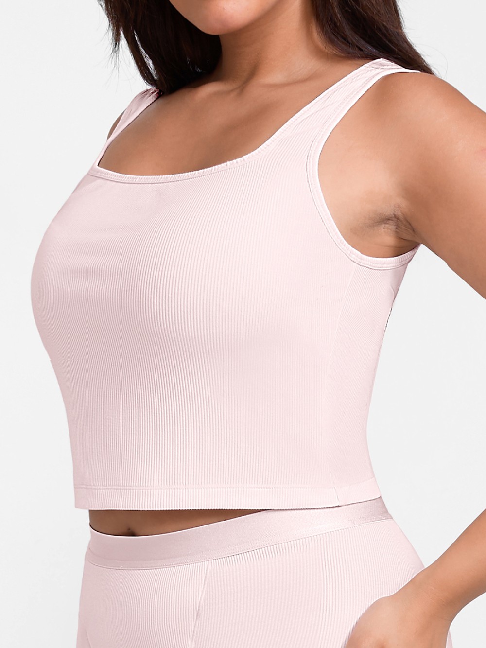 Rayon Ribbed Scoop Neck Tank Top Breathable