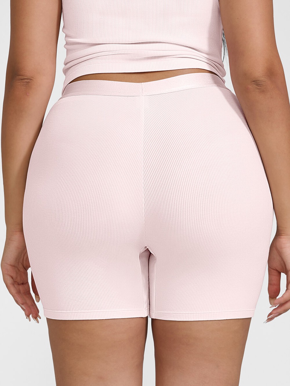 Women Rayon Ribbed Fitted Boxer Mid Waist Breathable Shorts