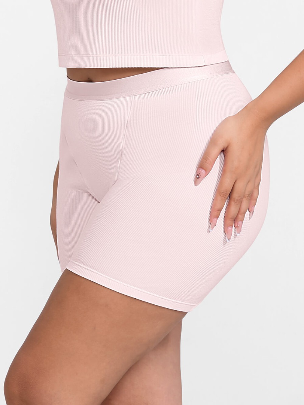 Women Rayon Ribbed Fitted Boxer Mid Waist Breathable Shorts