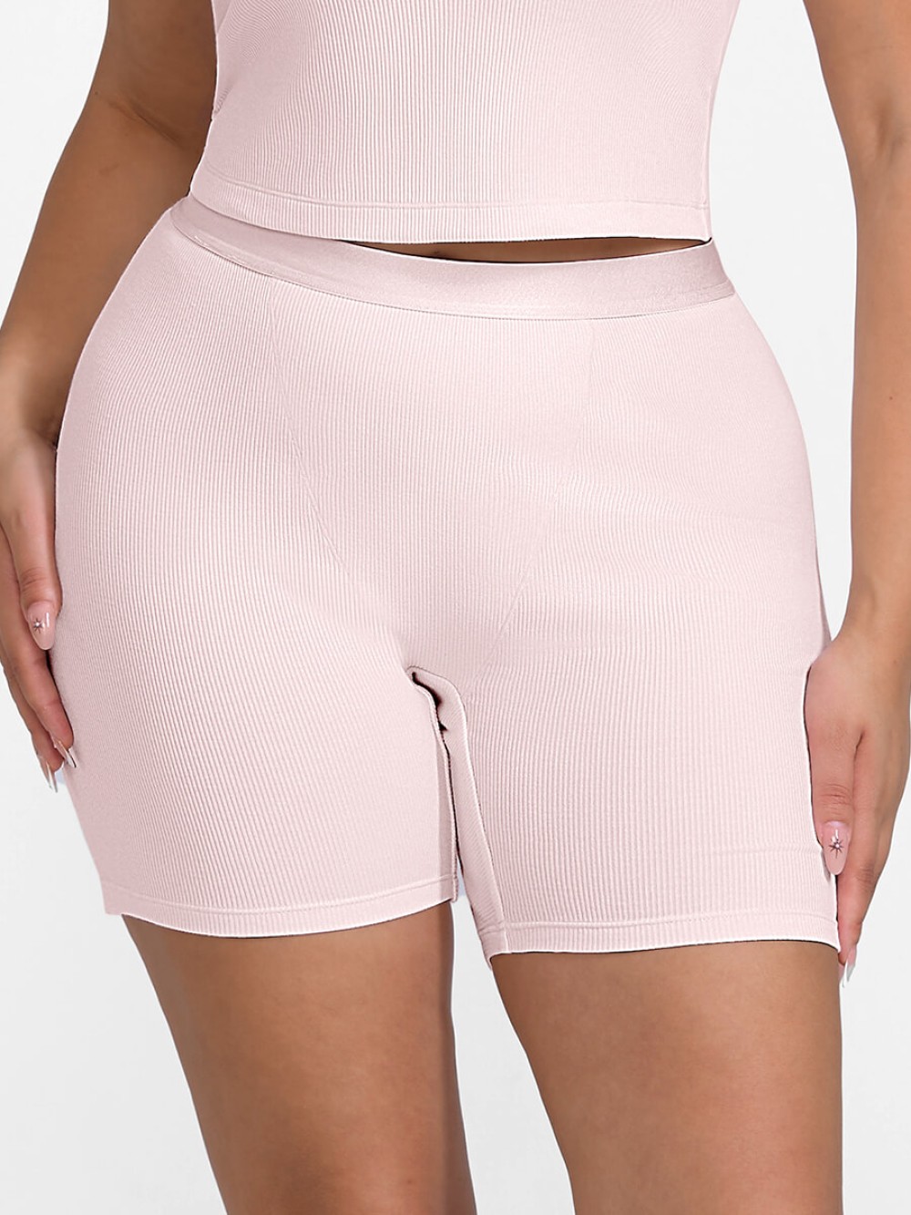 Women Rayon Ribbed Fitted Boxer Mid Waist Breathable Shorts