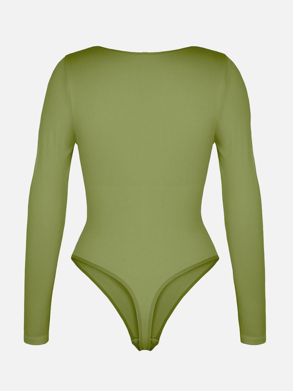 Seamless Ribbed Hollow Scoop Neck Waist Tummy Control Thong Bodysuit