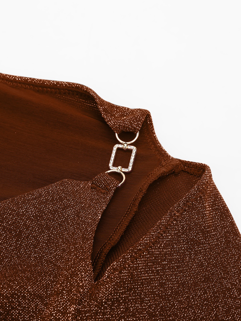 Shiny Draped Neck Bodysuit with Built In Bra and Thong Snap Crotch