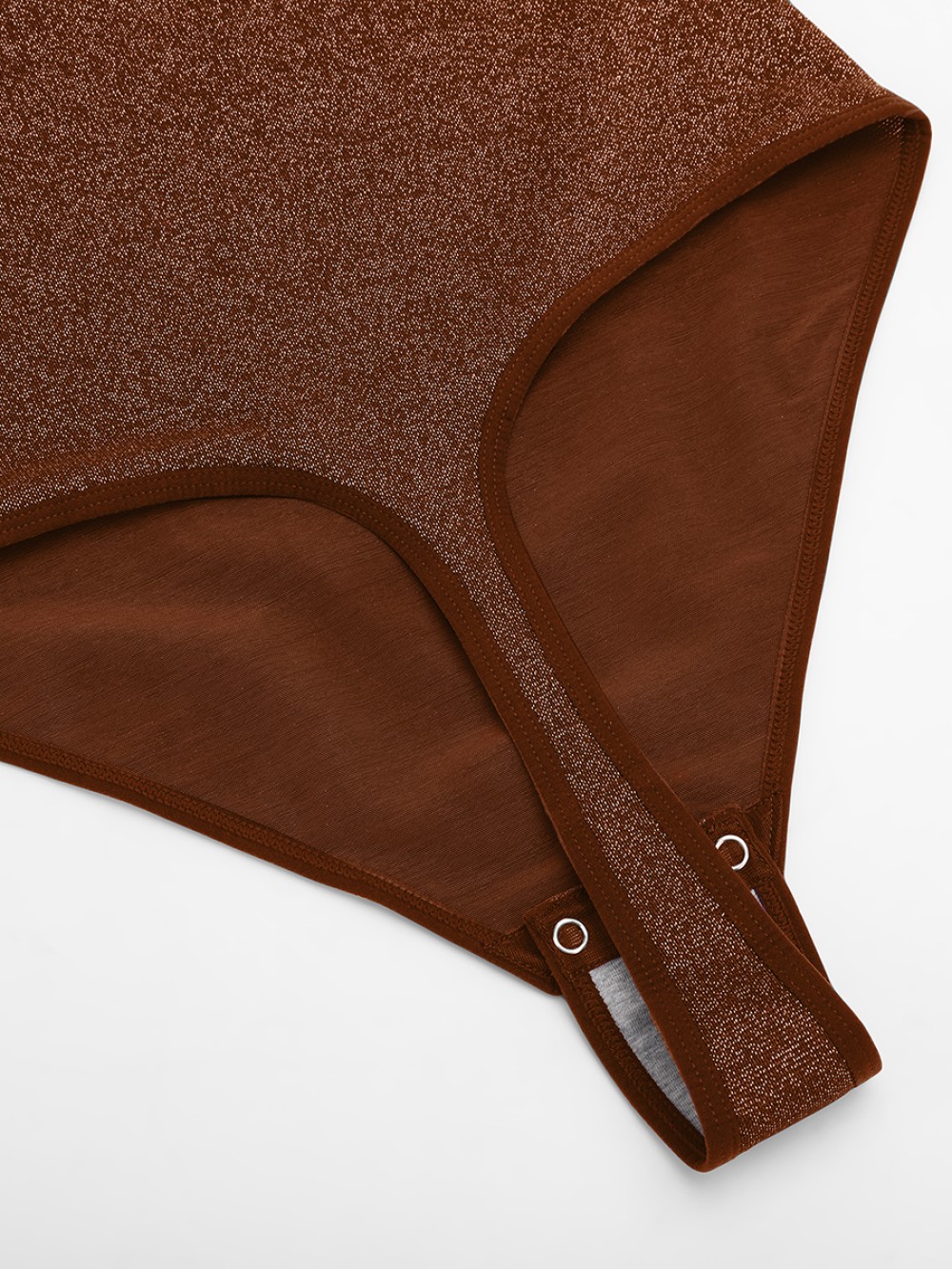 Shiny Draped Neck Bodysuit with Built In Bra and Thong Snap Crotch