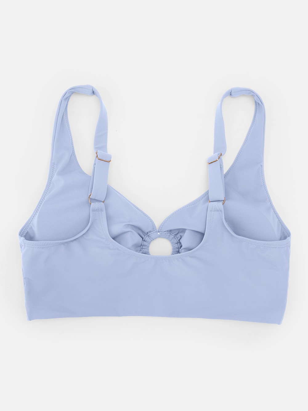 Slimming Drawstring Swimsuit Deep V Neck Metal Accent Butt Lifting Triangle Design