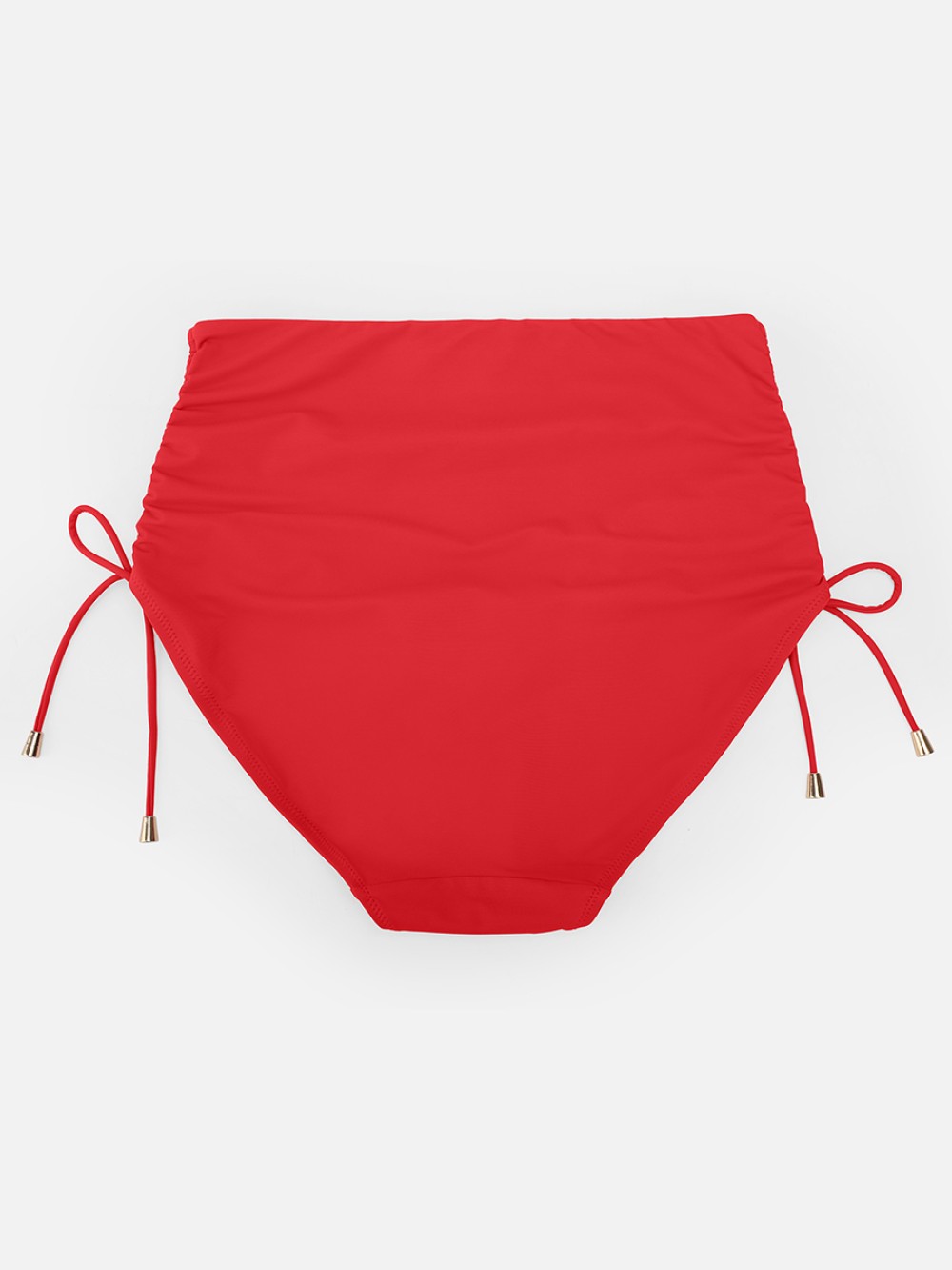 Wide Strap Deep V Metal Ring Swimsuit Built-in Bust Support Side Drawstring Bottoms