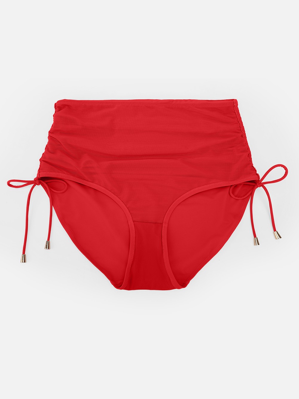 Wide Strap Deep V Metal Ring Swimsuit Built-in Bust Support Side Drawstring Bottoms